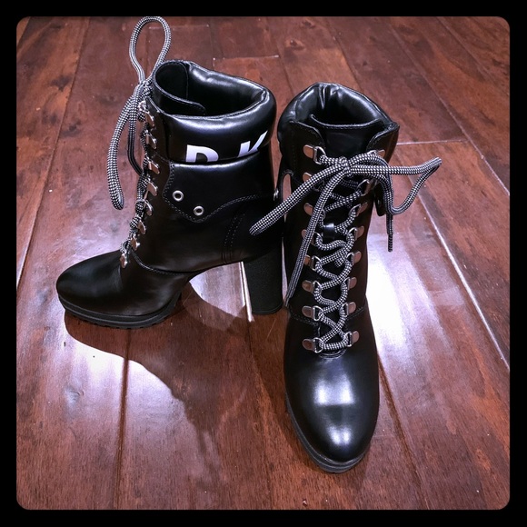 dkny lenni lace up booties